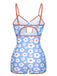Maillot de bain à bretelles découpées et à fleurs des années 1930