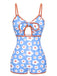 Maillot de bain à bretelles découpées et à fleurs des années 1930