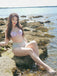 Ensemble bikini licou coquille sirène lavande des années 1970