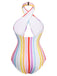 Maillot de Bain multicolore à rayures arc-en-ciel des années 1960