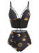 Maillot de bain à lacets violet Soleil Lune Étoiles années 40