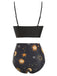 Maillot de bain à lacets violet Soleil Lune Étoiles années 40