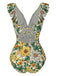 Maillot de bain à volants tournesols avec ceinture anneaux des années 1950