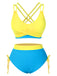 Ensemble de bikini patchwork à nœuds solides des années 1950