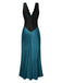 Chemise de nuit en dentelle et satin col v des années 1930