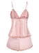 Ensemble de pyjama en satin et dentelle rose à pois des années 1950