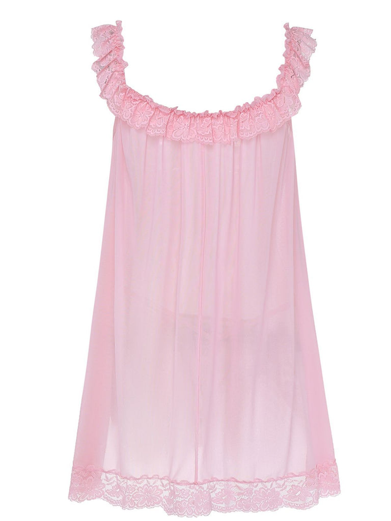 Nuisette babydoll en tulle transparent violette années 1950
