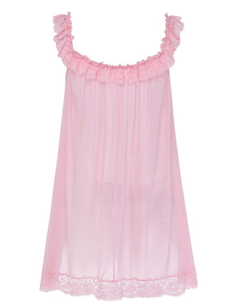 Nuisette babydoll en tulle transparent ornée de dentelle et de nœuds années 1950
