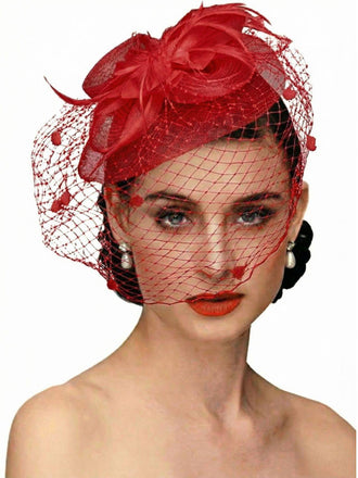 Accessoires pour cheveux vintage en maille et plumes nœud papillon