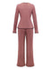 Ensemble pyjama long à volants en maille et nœud années 1950