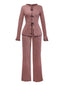 Ensemble pyjama long à volants en maille et nœud années 1950