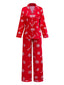 Ensemble pyjama rouge à flocons de neige et cannes Noël années 1950