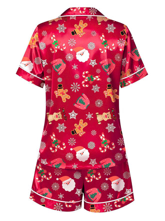 Ensemble pyjama rouge à imprimé Noël années 1950