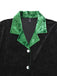 Ensemble pyjama en velours scintillant vert et noir avec col cranté années 1960