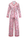 Ensemble pyjama long rose motif canne de Noël des années 1940