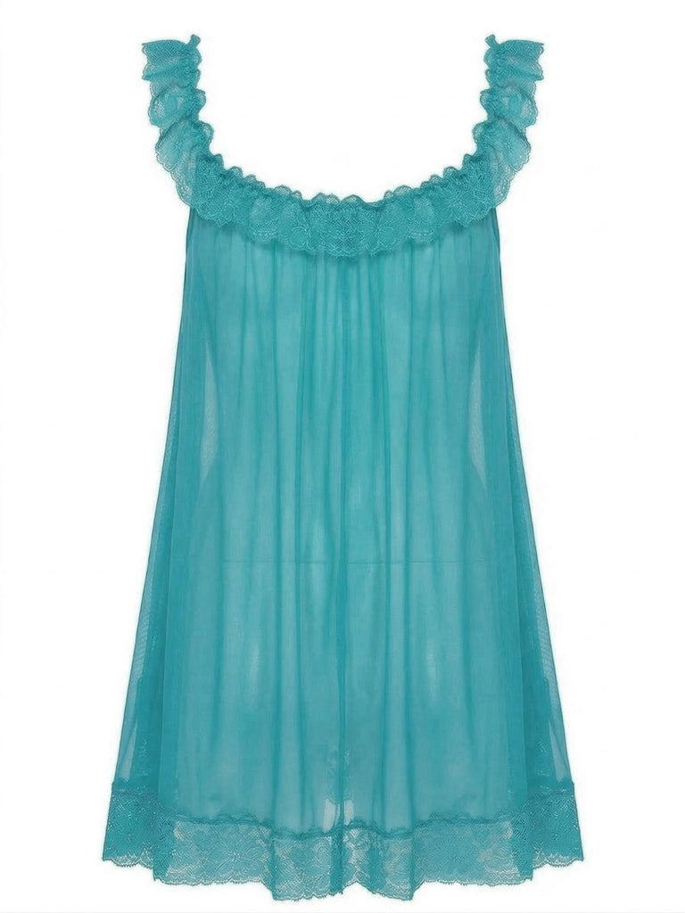 Nuisette babydoll en tulle transparent violette années 1950