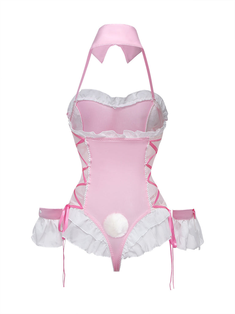 5PCS Bunny Ouvert Body Lingerie Années 1980 4