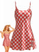 Nuisette en satin vichy fente laterale 1960s
