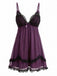 Chemise De Nuit À Bretelles Tulle Dentelle Violette Années 1930
