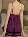 Chemise De Nuit À Bretelles Tulle Dentelle Violette Années 1930