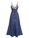 Chemise de nuit bleue à bretelles en faux satin années 1930
