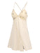 2PCS Chemise de nuit et peignoir fendus bretelles florales 1950s