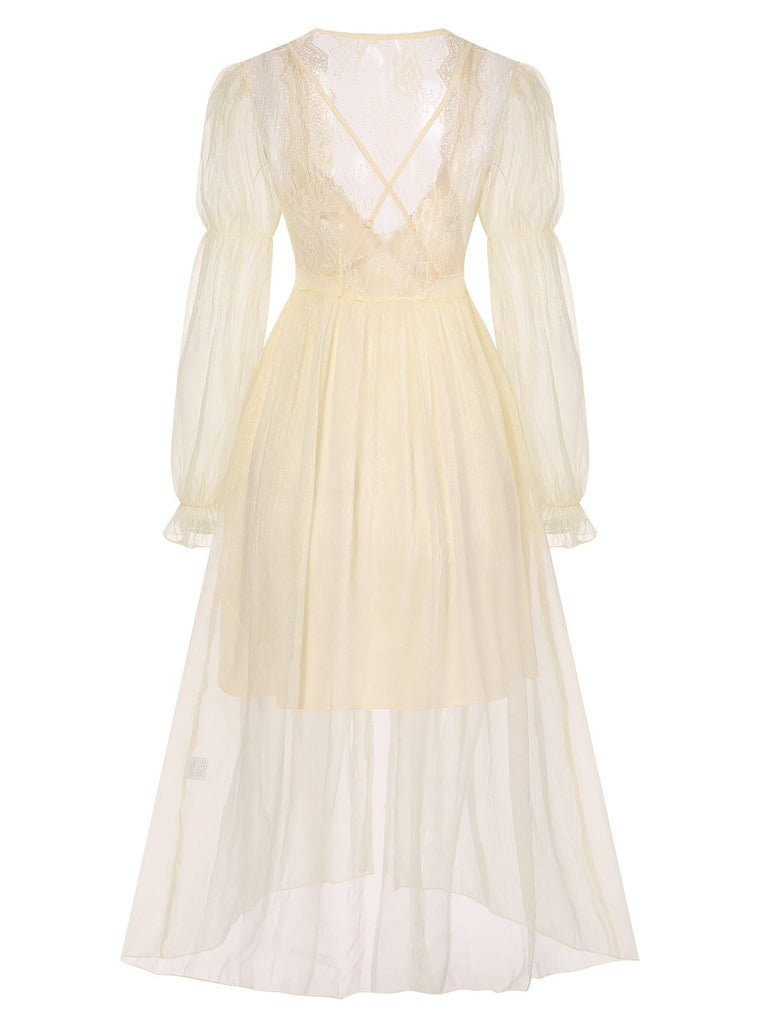 2PCS Chemise de nuit et peignoir fendus bretelles florales 1950s