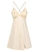 2PCS Chemise de nuit et peignoir fendus bretelles florales 1950s