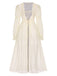 2PCS Chemise de nuit et peignoir fendus bretelles florales 1950s