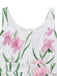 Robe longue blanche sans manches à col rond et imprimé floral années 1930
