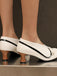 Chaussures rétro à nœud en PU, bout rond et talon compensé
