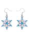 Boucles d'oreilles pendantes flocon de neige en cristal bleu