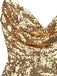 Robe de soirée courte à paillettes dorées années 1970