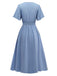 Robe noire manches volants froncée fendue col V années 1940