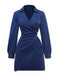 Robe chemise rayée fines bleue col Johnny des années 60