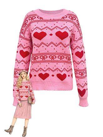 Pull de Saint-Valentin à motif cœur des années 1980