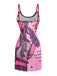 Robe Slip Rose Bordure Dentelle Motif Dessin Animé Années 2000