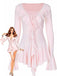 Robe rose col en V et manches évasées volants années 60
