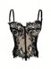 Haut court Corset steampunk noir en dentelle bretelles années 1980
