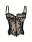 Haut court Corset steampunk noir en dentelle bretelles années 1980