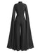 Combinaison noire froncée satin à ourlet volanté années 1930