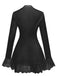 Rear view of the fitted black blazer dress highlighting the sleek silhouette and lace detailing.