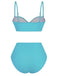 blue-1940s-High-Waisted-Ruched-Bikini-Set-back-view