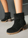 Bottes en suédine à revers modulable, franges et talons épais - 3