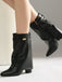 Bottes Vintage Mi-Mollet en Suédine à Talon Carré - 7