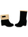 Bottines Compensées en Suédine à Revers en Fausse Peau Lainée - 4