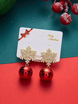 Boucles d’oreilles pendantes boules de Noël à flocons en strass - 2