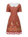 Robe trapèze de Noël motif bonhomme en pain d'épice années 1960