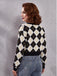 Cardigan en maille à losanges, col V et boutons Années 1980 - 4