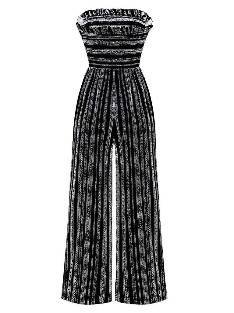 Combinaison à rayures bohème bandeau des années 1970